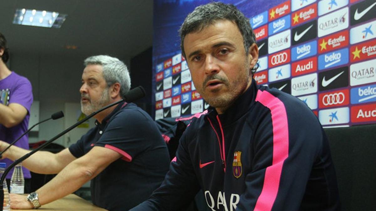 Luis Enrique durante su comparecencia ante los medios de este sábado