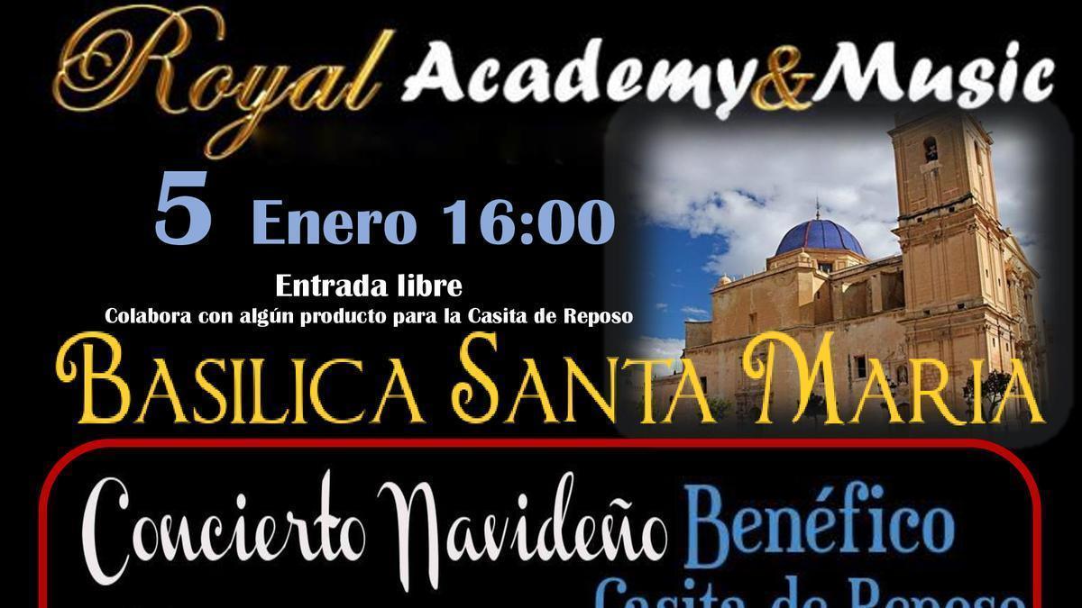 Cartel del concierto de este día 5 a beneficio de la Casita de Reposo de Elche