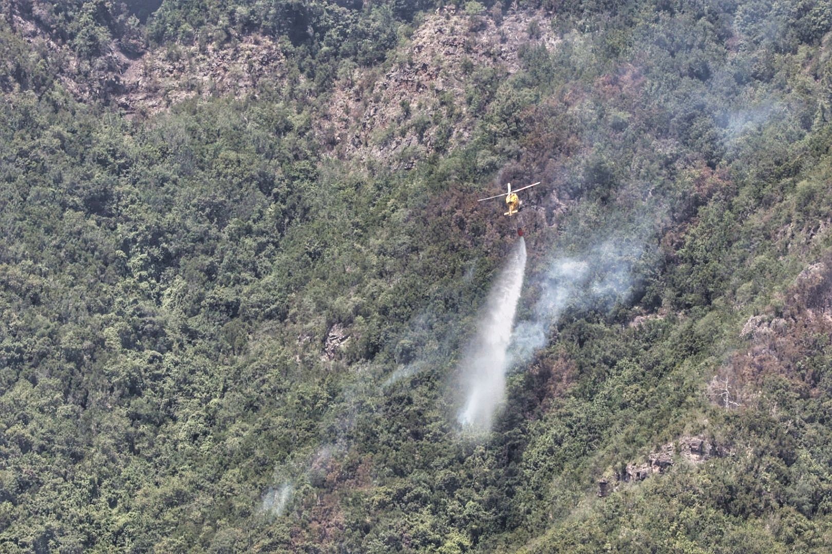 Siguen las tareas de extinción del incendio de Tenerife