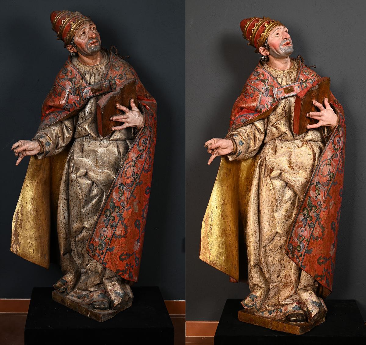 Antes y despúes de una de las esculturas.
