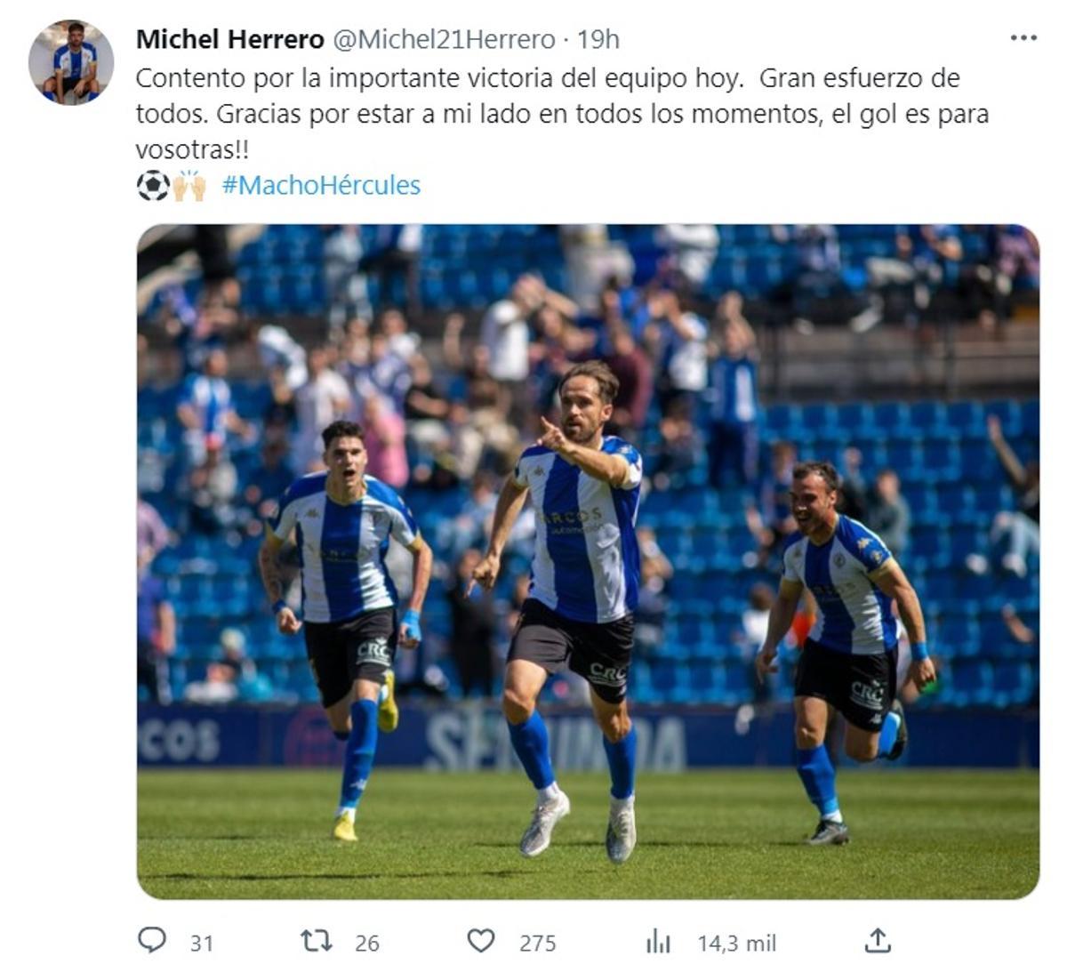 Tuit publicado el pasado domingo por el propio Míchel tras el revuelo provocado por su celebración del gol.