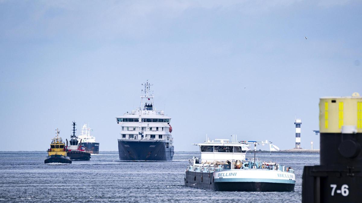 El vaixell Hondius a la seva arrribada al port de Rotterdam