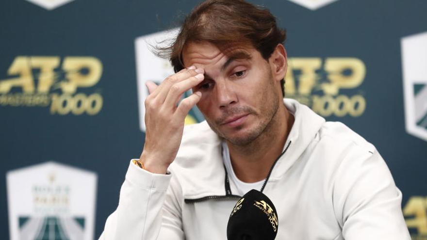 Una imagen de Rafa Nadal en una rueda de prensa.