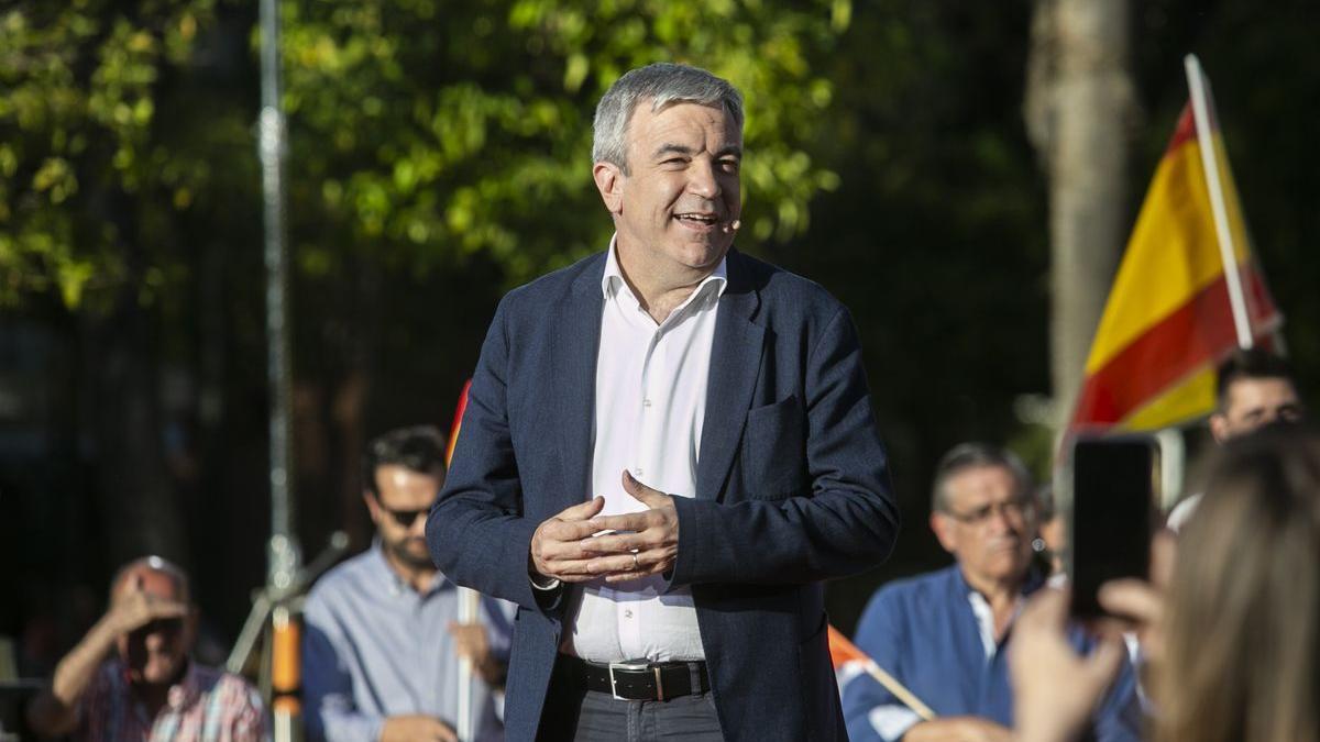 Luis Garicano en un acto de la campaña de 2019.