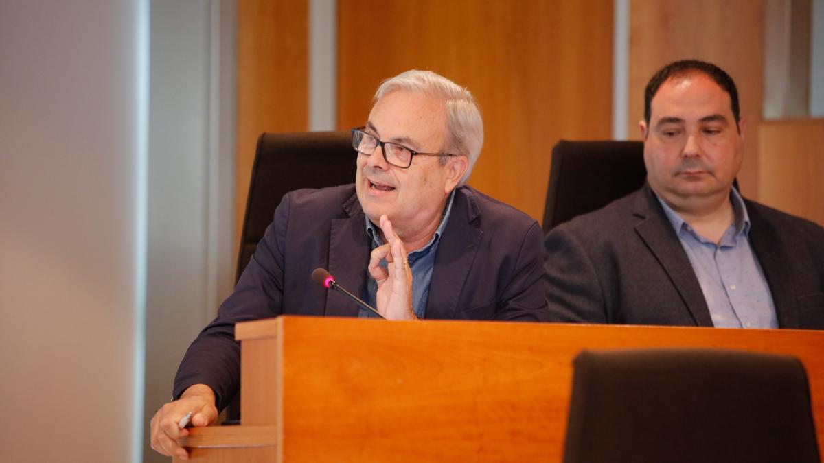 El portavoz del PSOE en el Consell, Vicent Torres, y el conseller socialista Víctor Torres, durante un pleno.