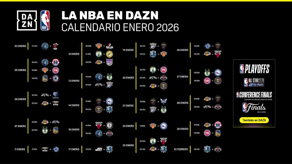 Arranca el 2026 con una programación de primer nivel de la NBA durante el mes de enero.