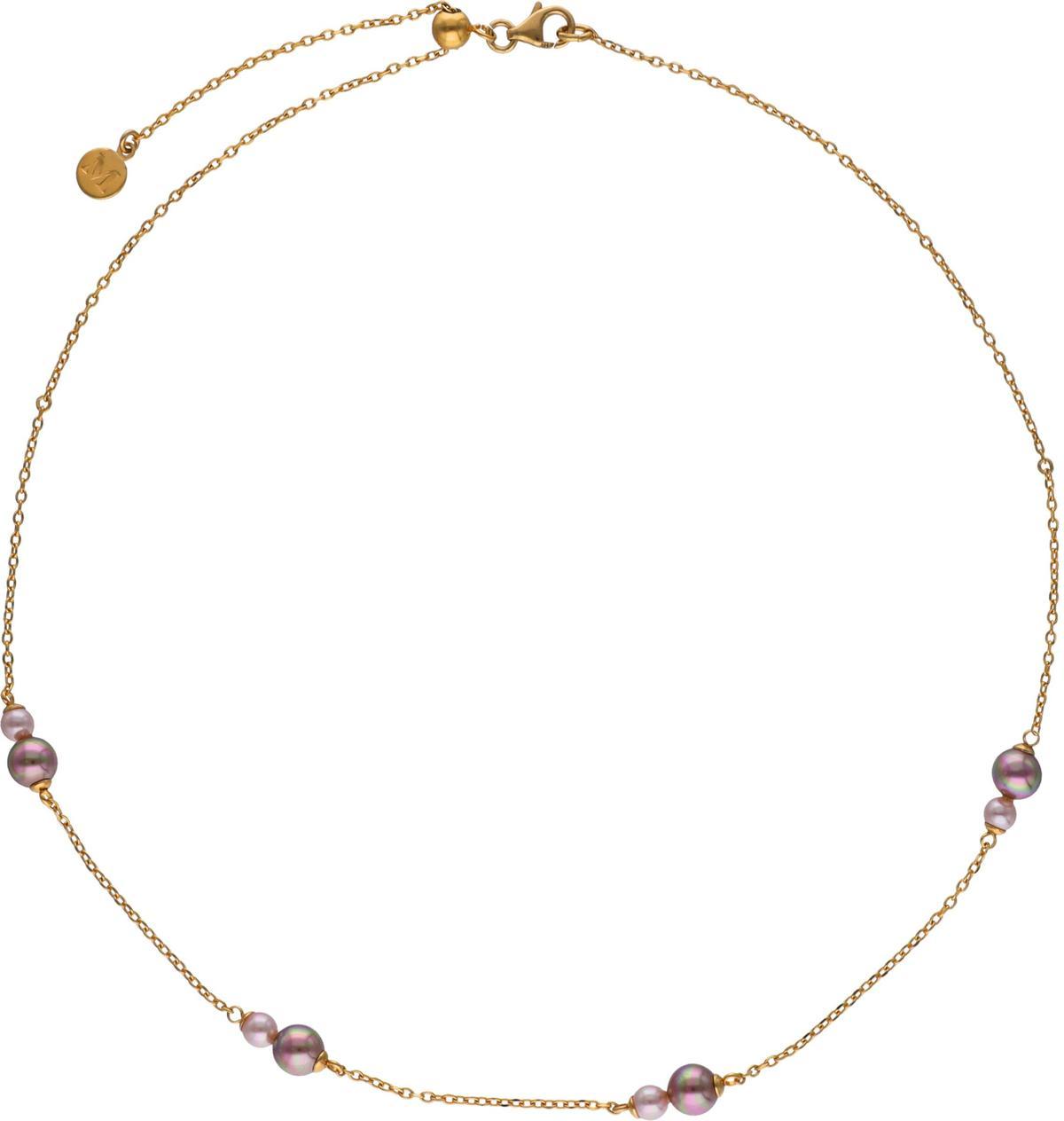 Gargantilla de Cadena con Perlas Blancas Espaciadas.
