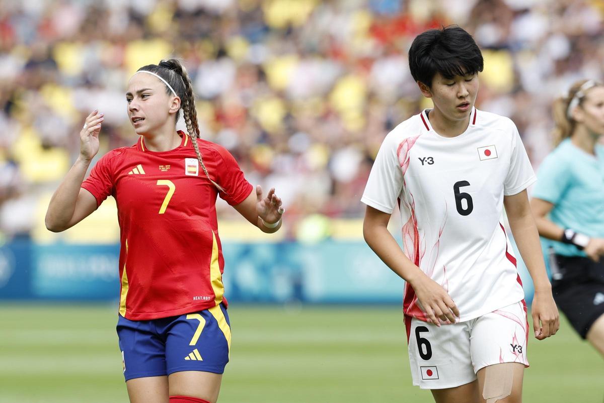España - Japón, el partido de fútbol femenino de la fase de grupos de los Juegos Olímpicos, en imágenes.