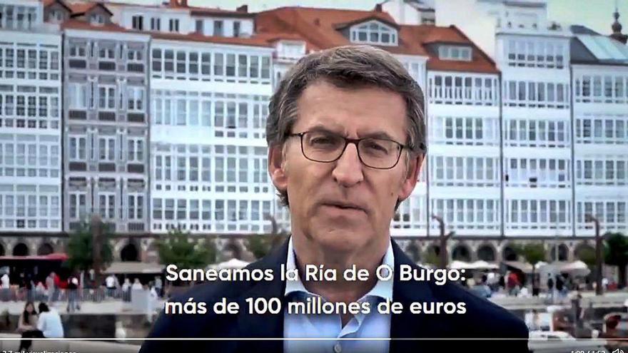 Captura del vídeo electoral de Feijóo, en A Coruña.