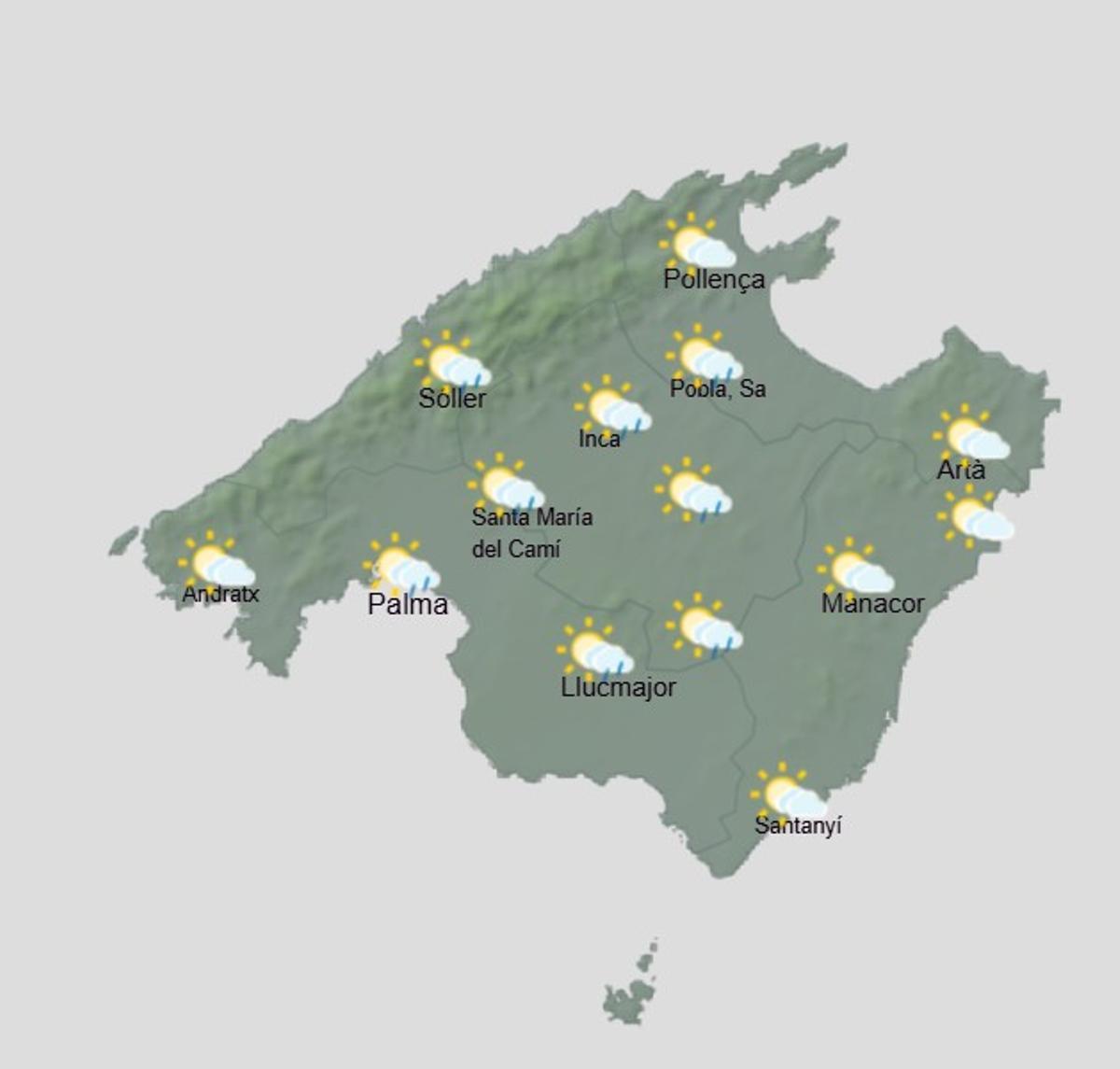 Die Karte von Aemet zum Wetter am Sonntag (16.8.).