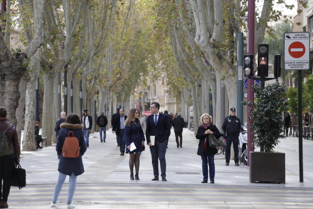 El paseo Alfonso X de Murcia, completamente peatonalizado