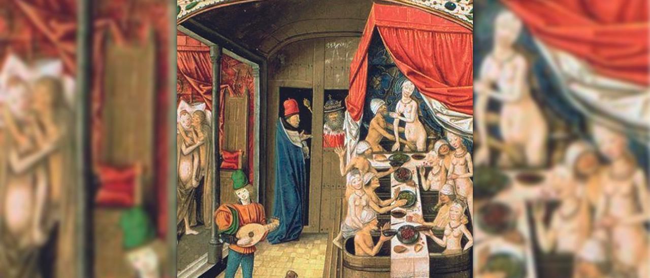 Edad Media. Cuadro de unos baños públicos