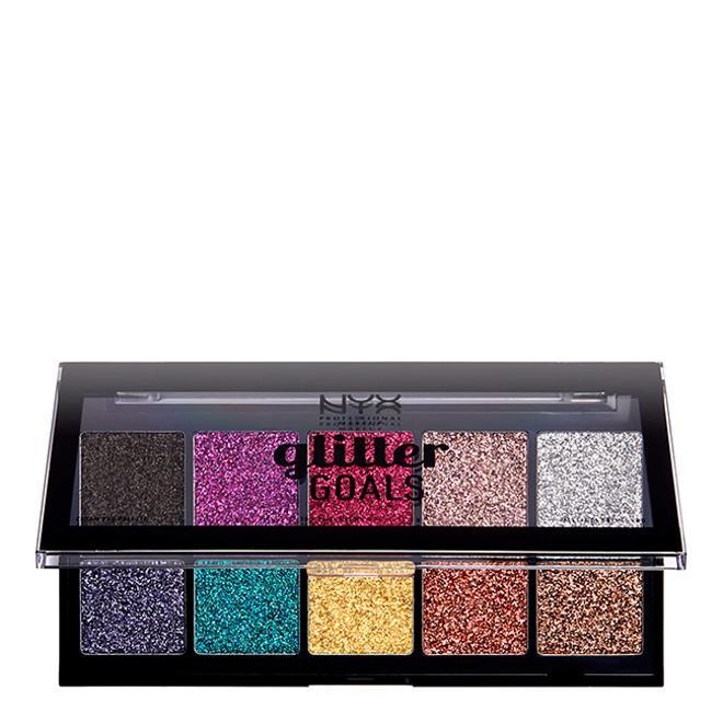 Textura cremosa y acabado ultra brillante, así son las sombras de la paleta Glitter Goals, de NYX