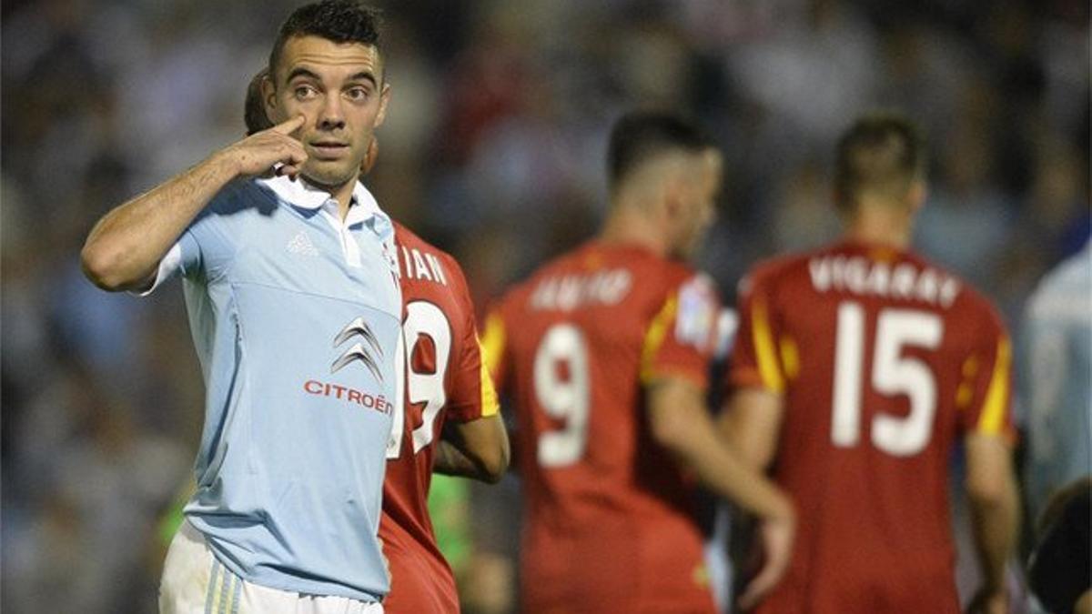 El jugador del Celta, Iago Aspas, ante el Getafe en liga