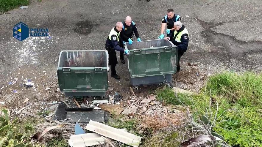 Así encontraron las 5.000 pastillas de hachís en dos contenedores en Telde