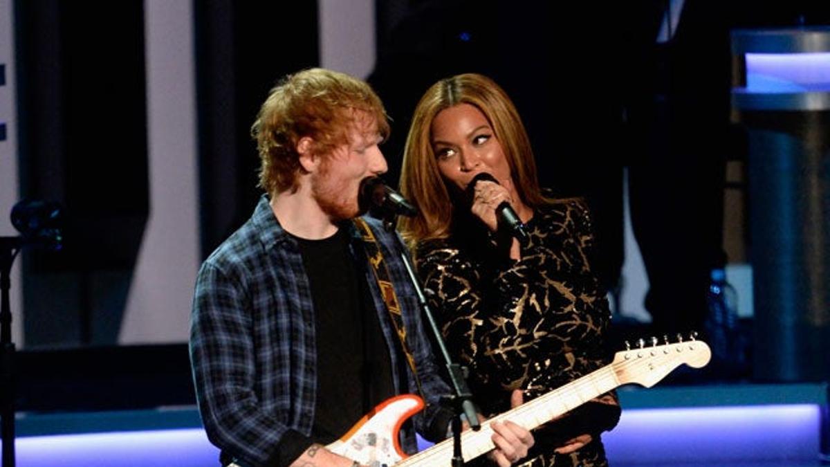 Ed Sheeran y Beyoncé en el homenaje a Stevie Wonder