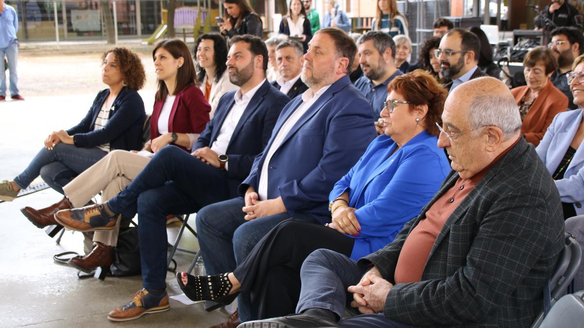 Oriol Junqueras en un acto electoral en Girona