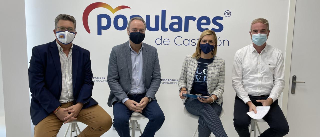 Vicente Martínez Mus, Alberto Fabra, Salome Pradas y Óscar Clavell, en la rueda de prensa de presentación de las enmiendas a los PGE del 2022.