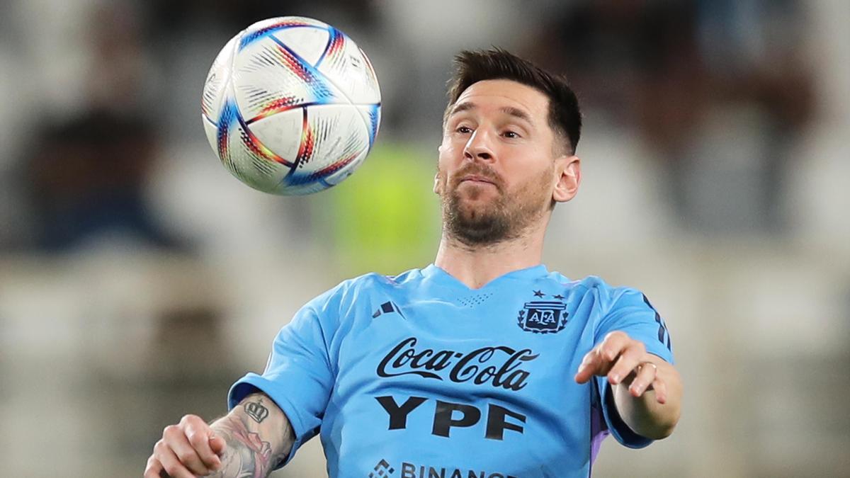 Lionel Messi, en un entrenamiento con la selección argentina.