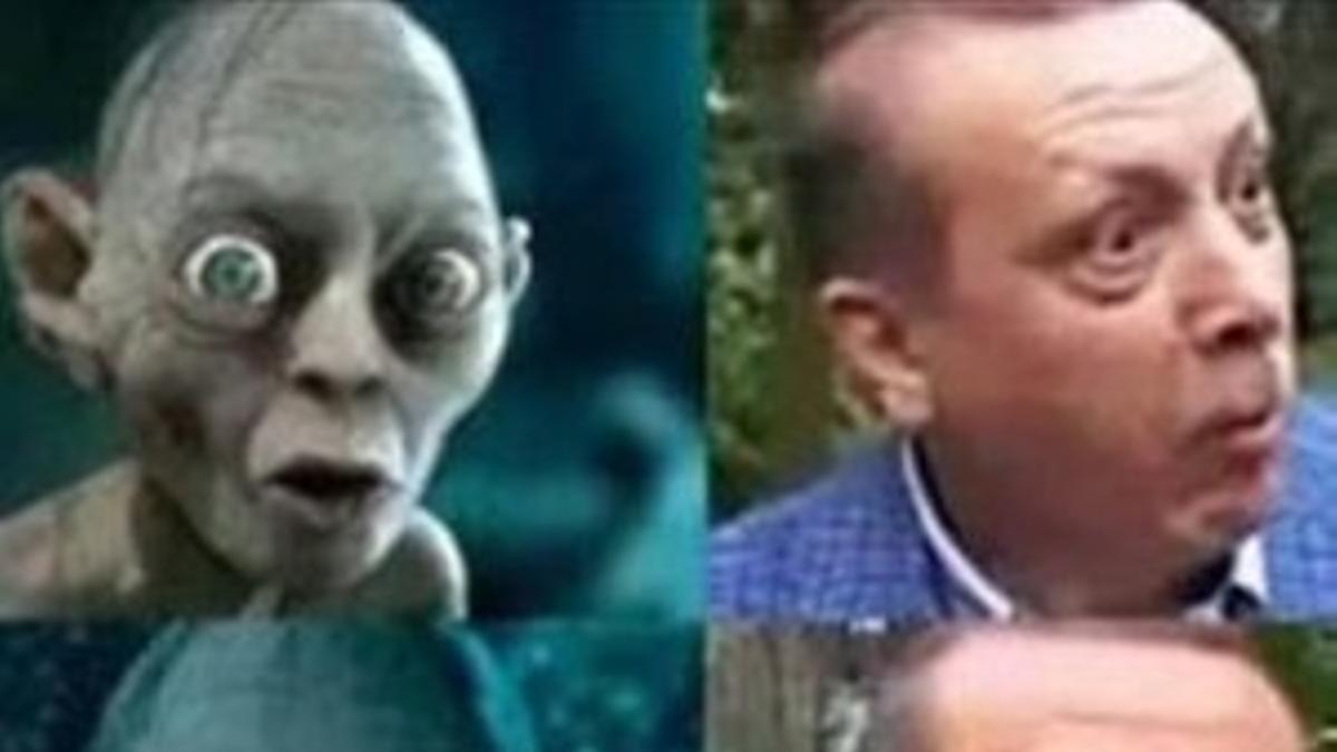 Combo de imágenes de Gollum y Erdogan difundido por las redes sociales.