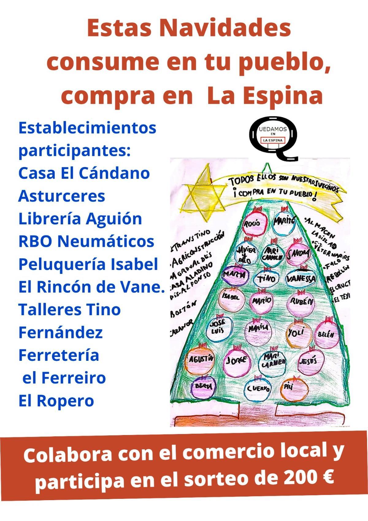 Cartel del sorteo organizado por los comercios de La Espina.