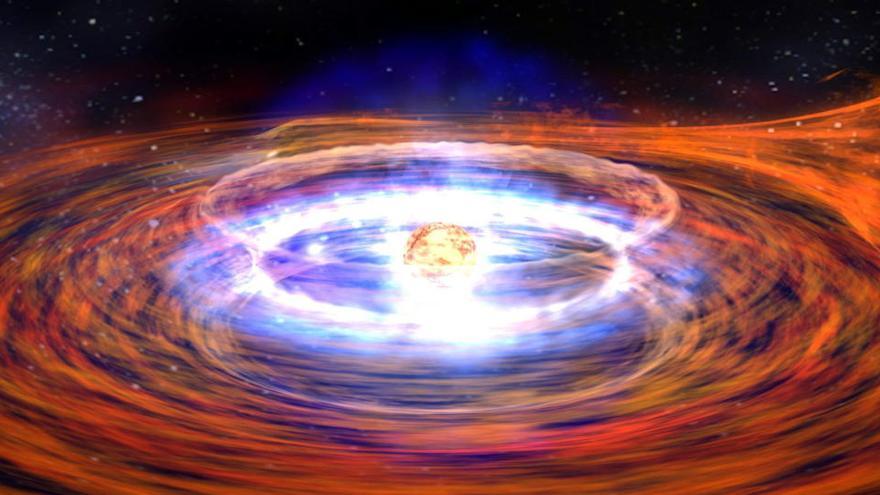 Ilustración de un agujero negro supermasivo