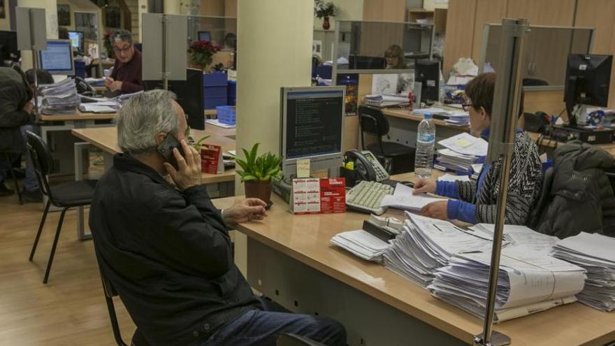 Funcionarios de la Concejalía de Hacienda del Ayuntamiento de Elche en una imagen de archivo.