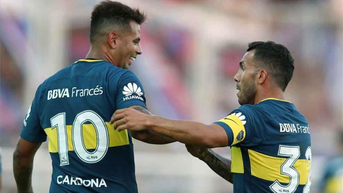 Cardona y Tevez, dos de las actuales figuras de Boca Juniors