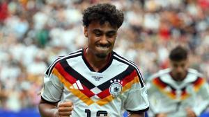 Nathaniel Brown celebra el gol marcado, nada más entrar en el campo, en el duelo entre Alemania y Curazao disputado en Houston.