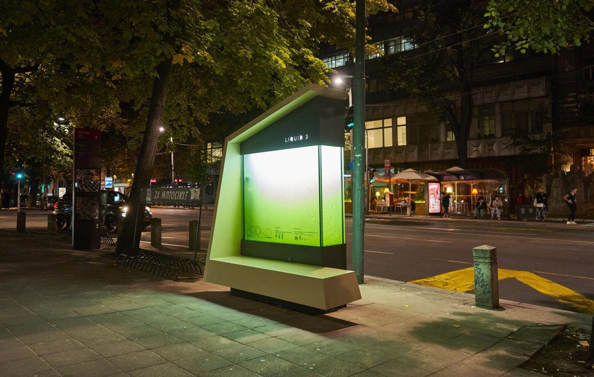 Uno de los biofotoreactores instalados en Serbia para capturar CO2 y otros contaminantes