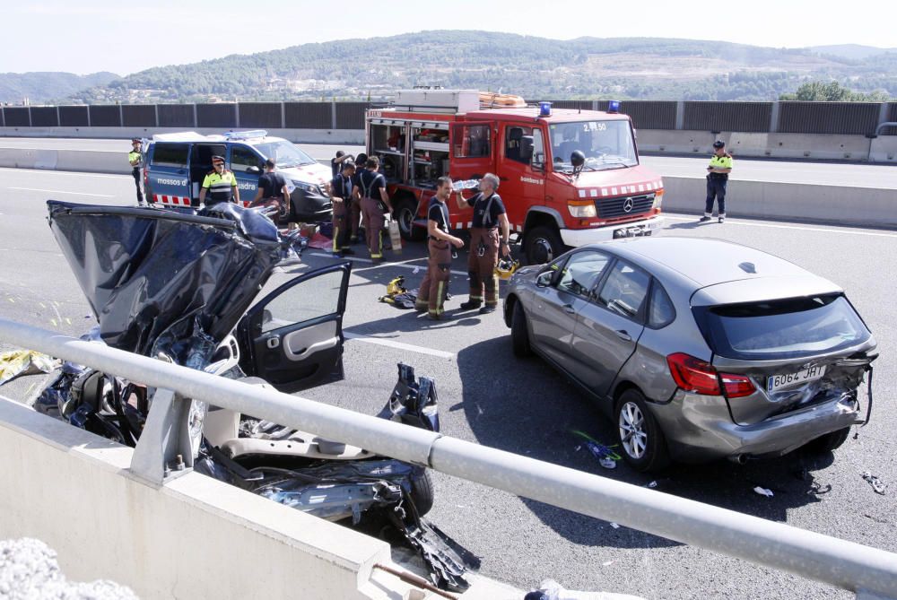 Accident de trànsit a l'AP-7 a Sarrià de Ter