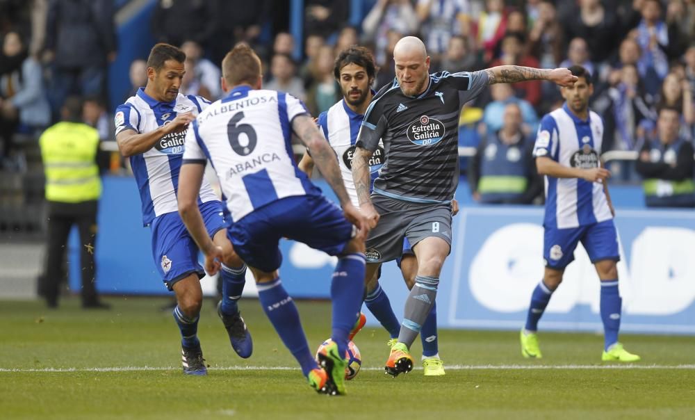 FARO recopila las mejores imágenes del encuentro de Riazor en el que los celestes se impusieron por la mínima a los deportivistas gracias a un gol de Iago Aspas