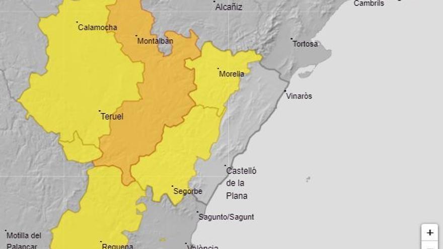 Zona en la que Aemet ha activado la alerta amarilla por lluvias