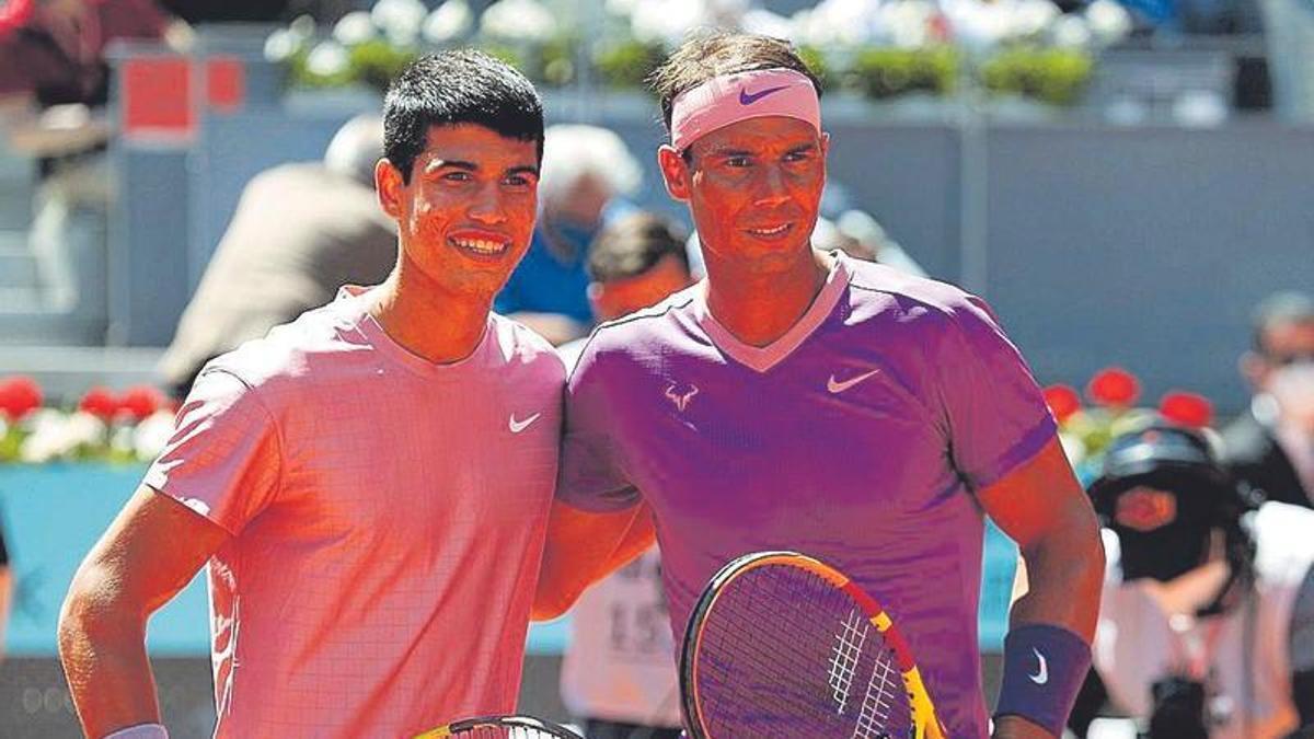 Alcaraz y Nadal, en el Mutua Madrid Open 2021