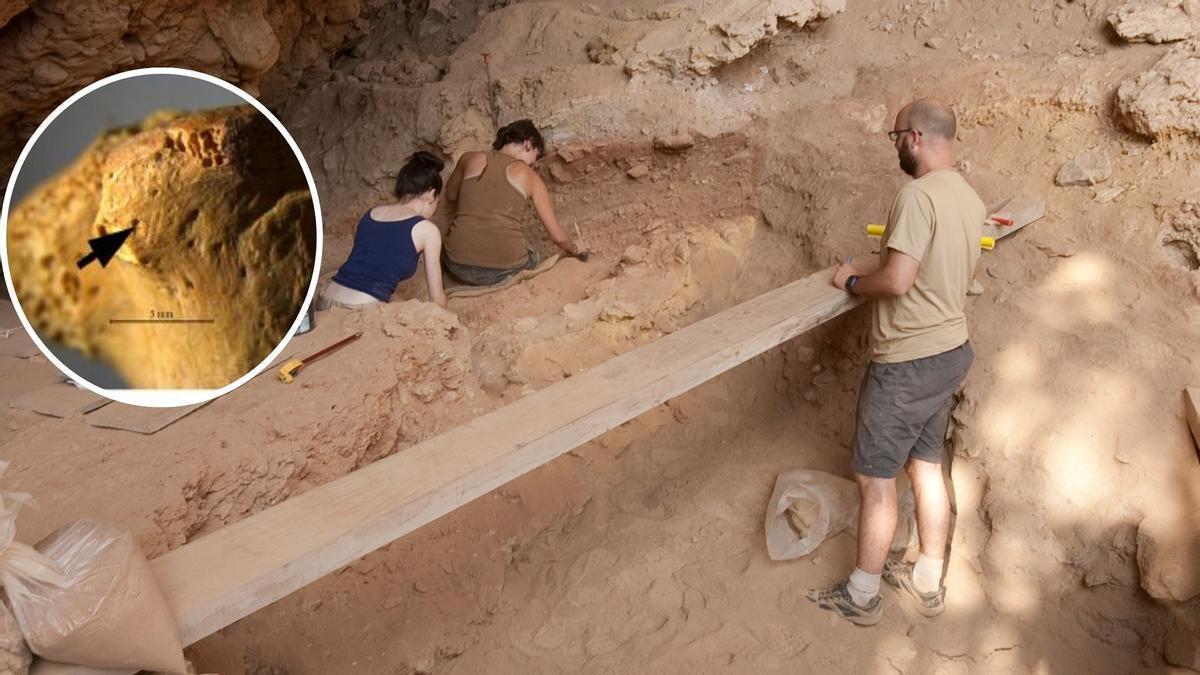Imagen de la última fase de las excavaciones en la Cova Negra de Xàtiva, en 2016.