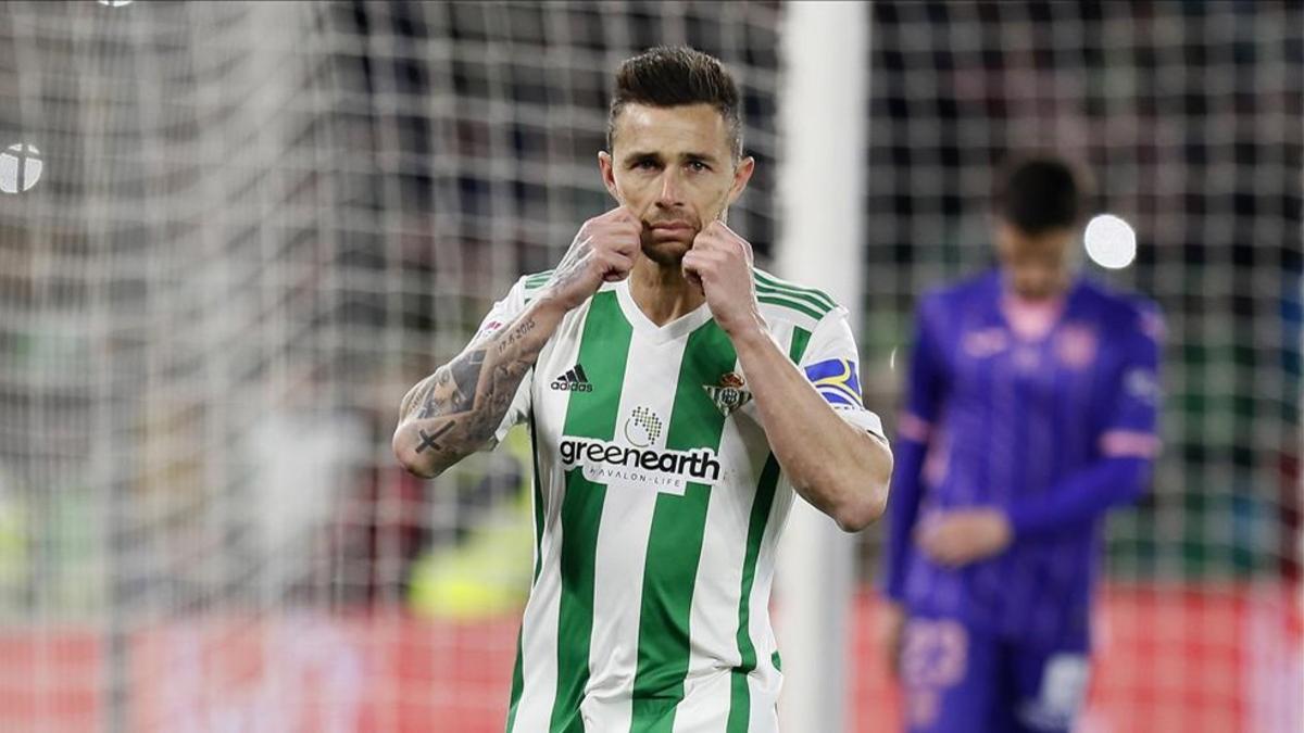 Rubén Castro celebrando uno de sus últimos goles con la elástica verdiblanca