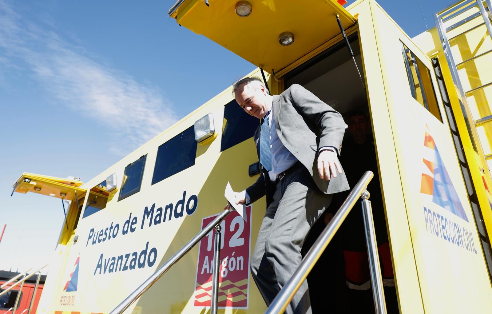 Azcón preside la reunión del CECOP en Luceni para hacer seguimiento de la crecida del Ebro