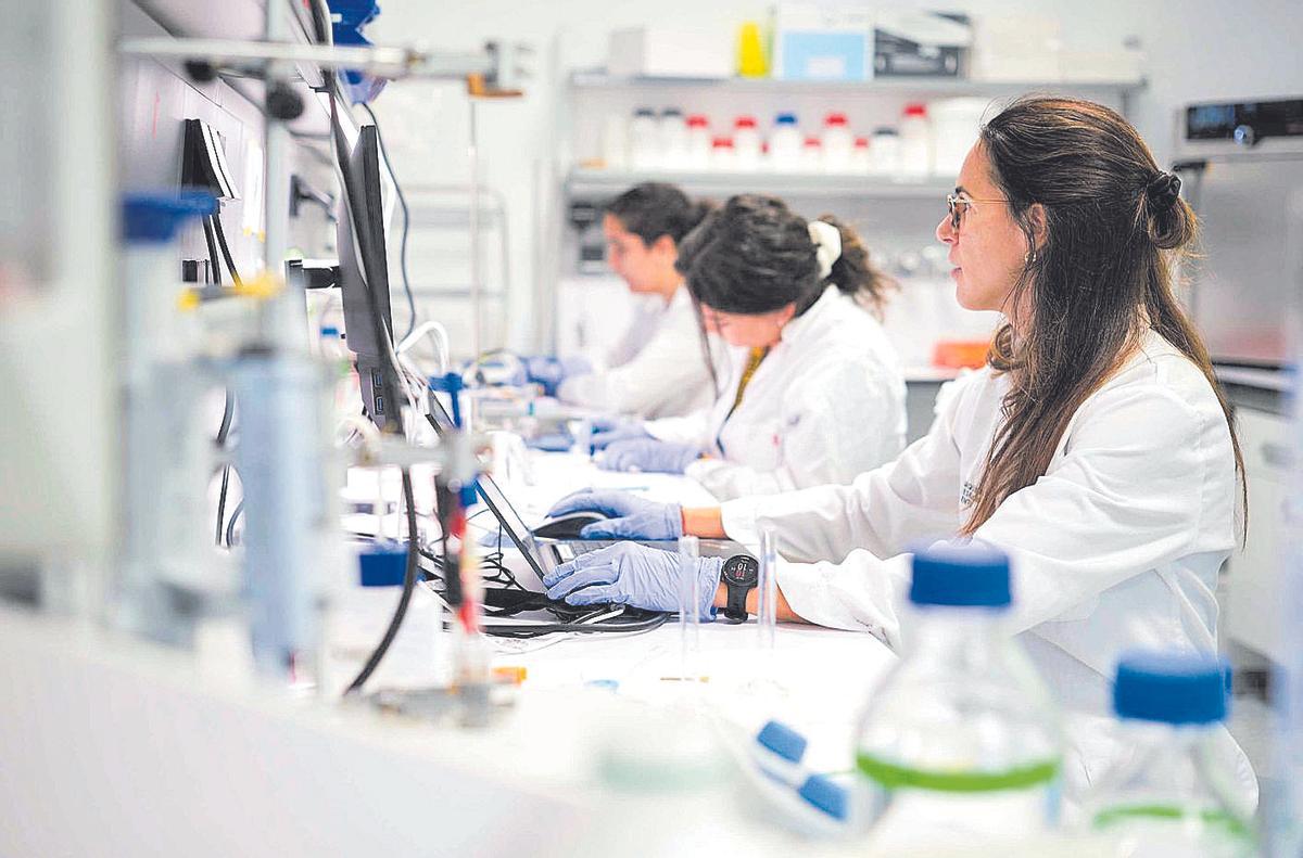 Varias mujeres científicas investigan en el laboratorio de Arquimea.