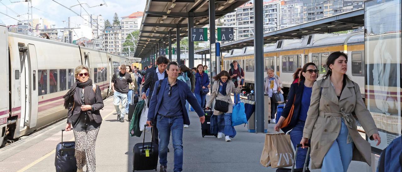 Llegada de pasajeros a Vigo.
