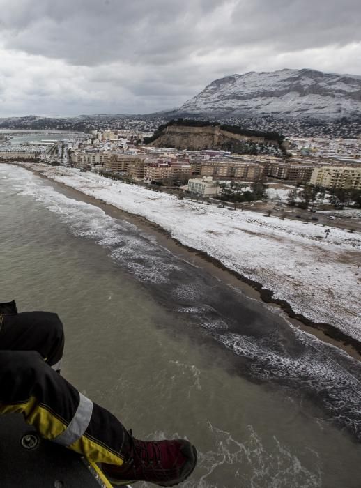 La nevada sobre La Marina, a vista de pájaro