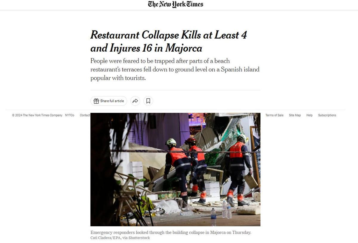 Página web del periódico The New York Times.