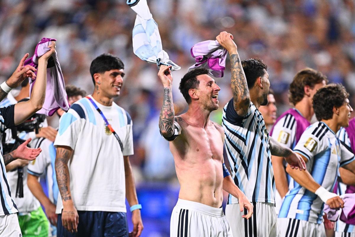 Messi, celebrando la victoria