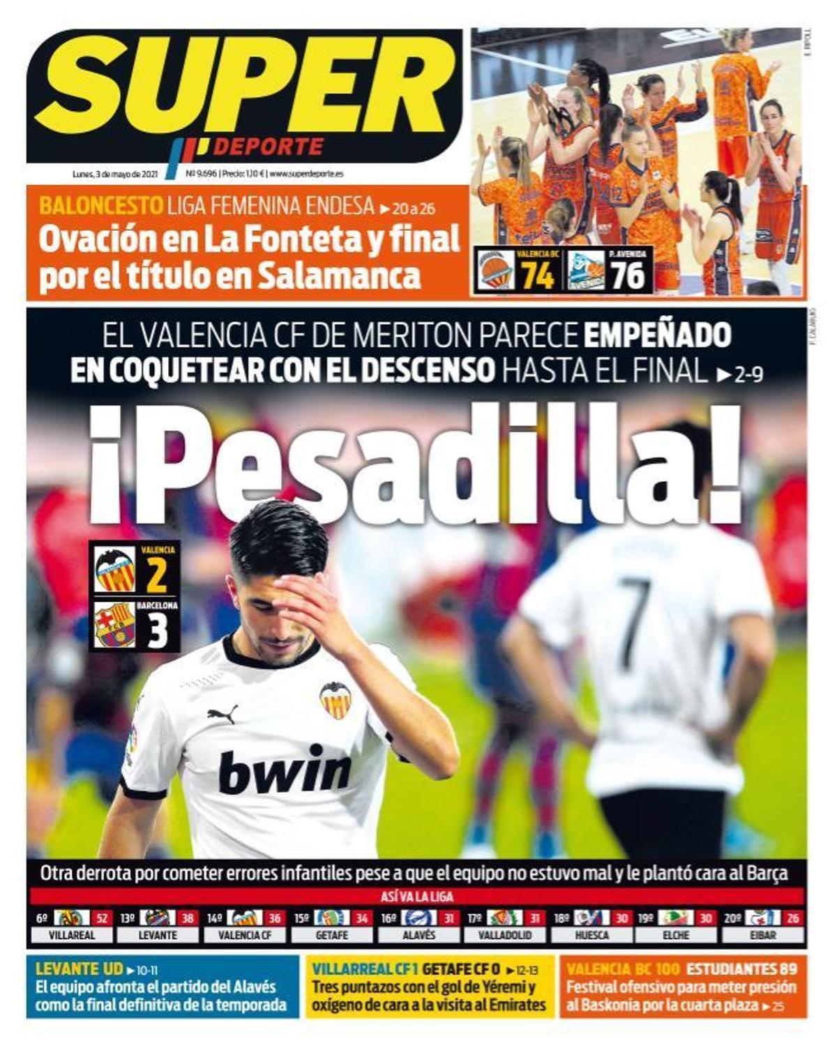 La portada de SUPER del lunes