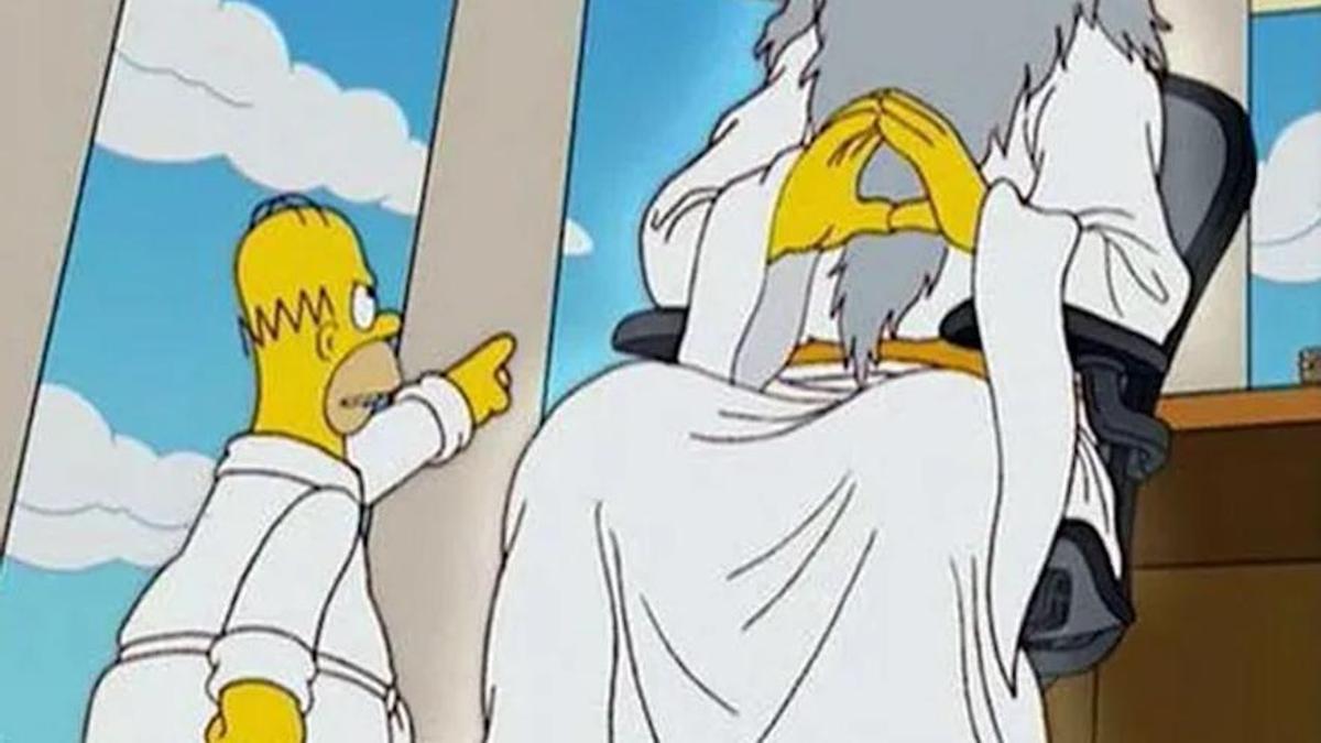 Homer Simpson y Dios, en 'Los Simpson'.