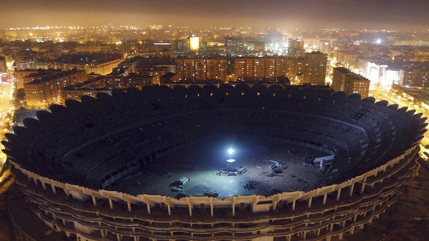 Las obras del nuevo Mestalla, paralizadas desde 2009.