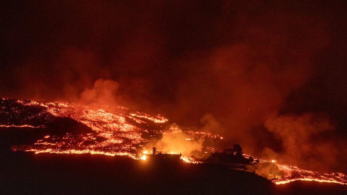 La nueva colada de lava del volcán de Cumbre Vieja, a 25 de septiembre de 2021, en La Palma