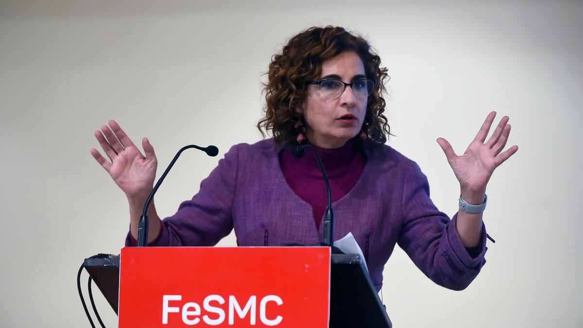 La ministra de Hacienda y Función Pública, María Jesús Montero, en su intervención en el acto de UGT a 18 de enero de 2023 en Málaga, (Andalucía, España).