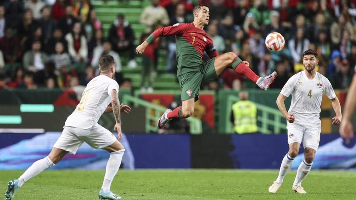 Cristiano Ronaldo, durante el partido contra Liechtenstein.