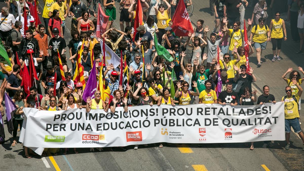 Manifestación de profesores en Barcelona en septiembre del 2022.
