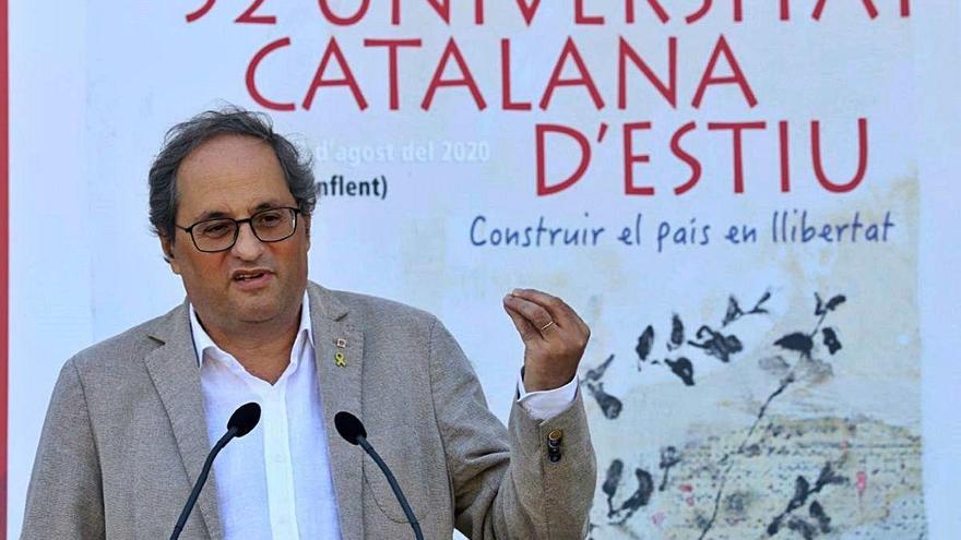 El president Quim Torra, en el seu discurs de cloenda de la Universitat Catalana d&#039;Estiu.